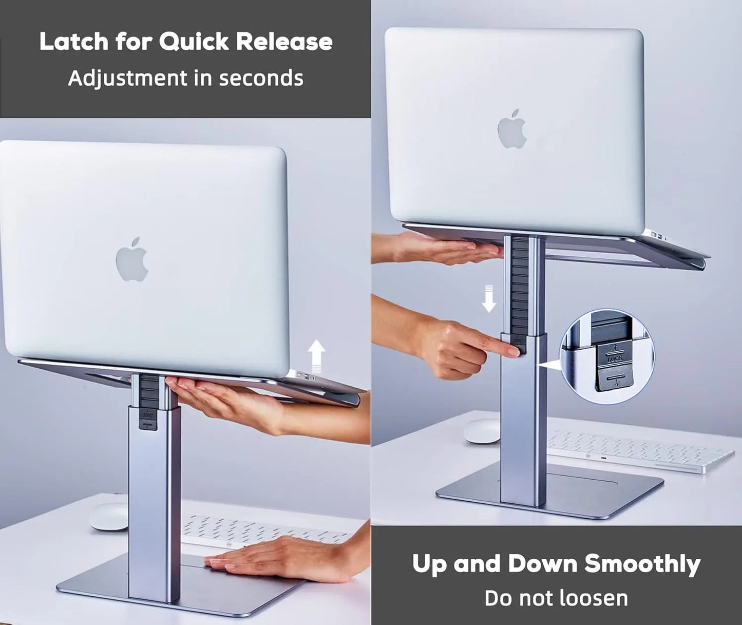 N104 Adjustable Laptop Stand Sit Stand, 8.7 To 15 Inch Adjustable Height Range, Heavy Duty Metal Build, Quick Lock Adjustment, Ergonomic Eye Level Design, Supports 13.3 To 17.3 Inch Laptops