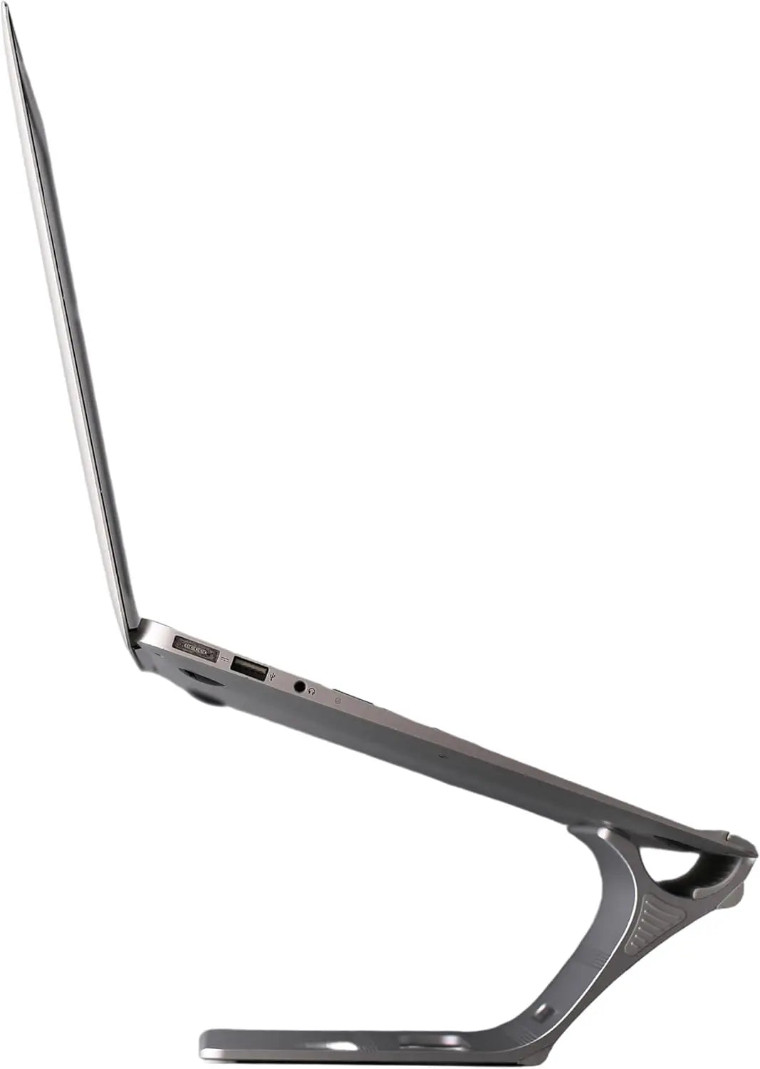 Multi-Position 4 Slot Vertical Laptop Stand, Aluminum Adjustable Dock For Up To 4 Devices, Laptop – Tablet – Phone Universal Holder, 0.5 To 1.5 Inch Thickness Hold, Anti Scratch Silicone Stable Base | Grey ~ N96
