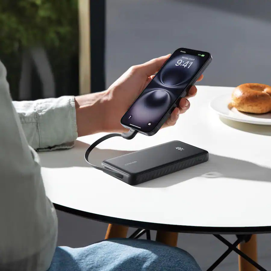 Anker Zolo 10000mAh 22.5W Fast Charging Power Bank, Built-In USB-C Cable, ActiveShield 3.0, Pass-Through Charging, USB-C & USB-A Ports | Black