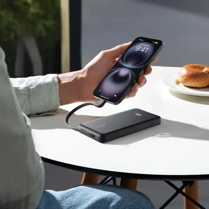 Anker Zolo 10000mAh 22.5W Fast Charging Power Bank, Built-In USB-C Cable, ActiveShield 3.0, Pass-Through Charging, USB-C & USB-A Ports | Black