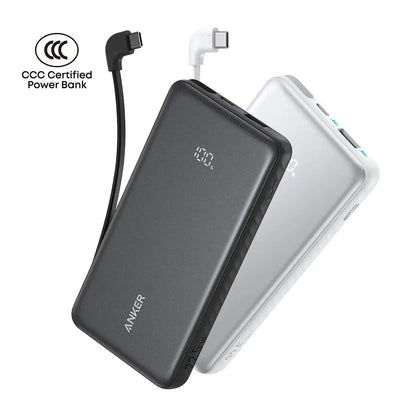 Anker Zolo 10000mAh 22.5W Fast Charging Power Bank, Built-In USB-C Cable, ActiveShield 3.0, Pass-Through Charging, USB-C & USB-A Ports | Black