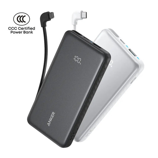 Anker Zolo 10000mAh 22.5W Fast Charging Power Bank, Built-In USB-C Cable, ActiveShield 3.0, Pass-Through Charging, USB-C & USB-A Ports | Black