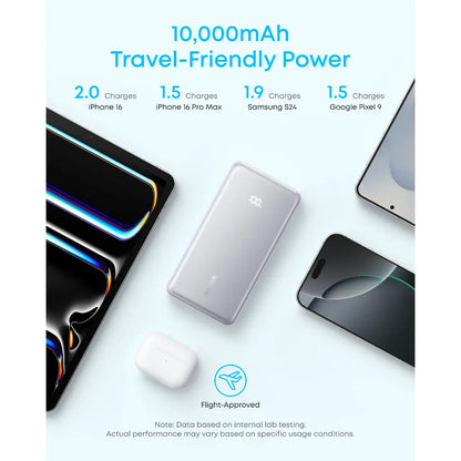 Anker Zolo 10000mAh 22.5W Fast Charging Power Bank, Built-In USB-C Cable, ActiveShield 3.0, Pass-Through Charging, USB-C & USB-A Ports | Black