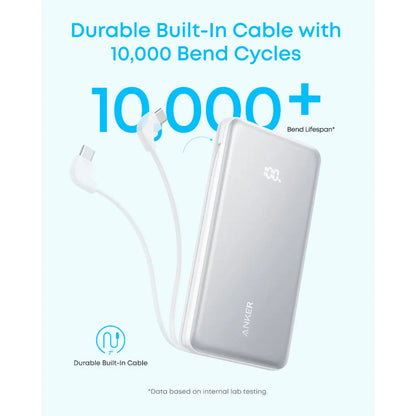 Anker Zolo 10000mAh 22.5W Fast Charging Power Bank, Built-In USB-C Cable, ActiveShield 3.0, Pass-Through Charging, USB-C & USB-A Ports | Black