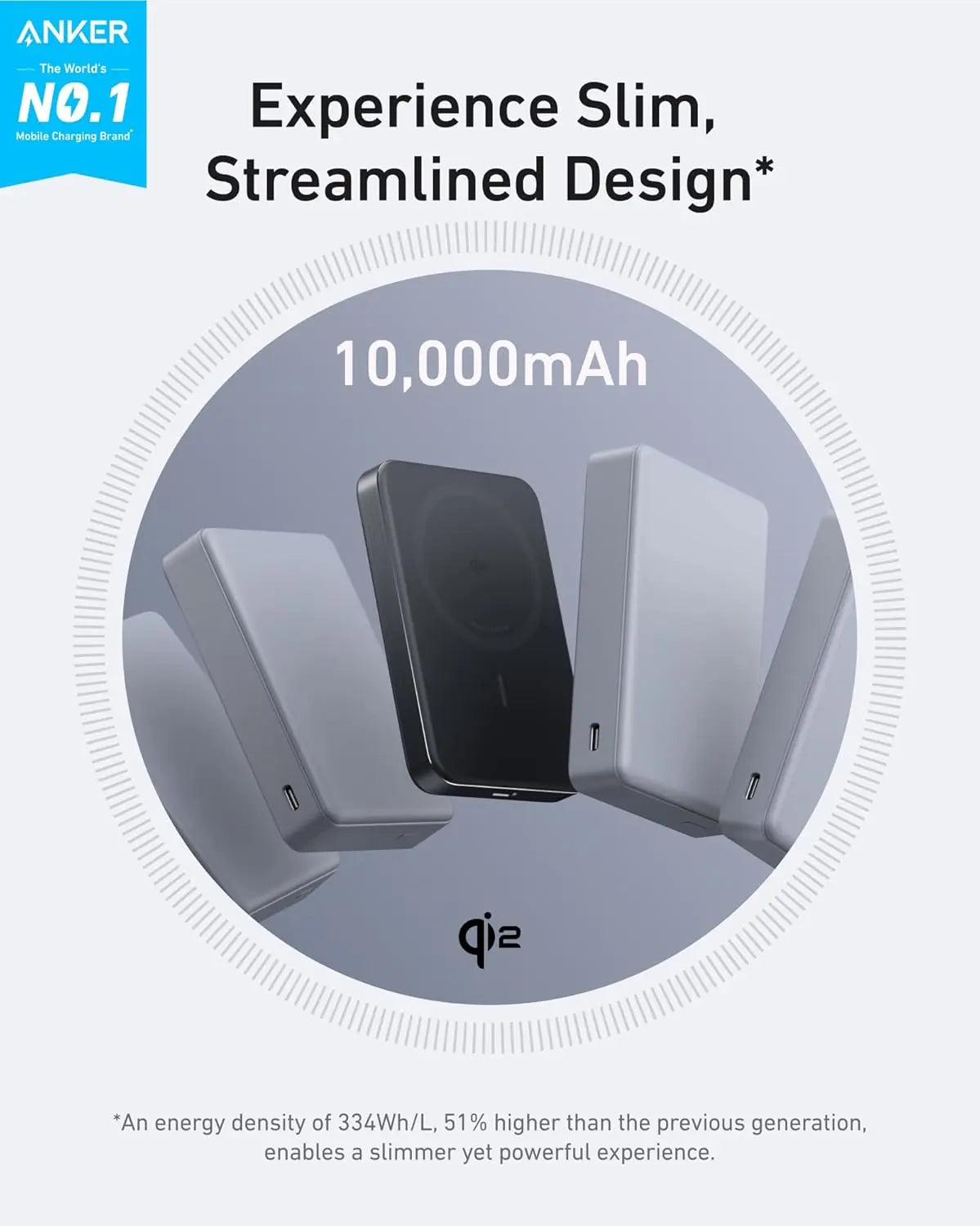 Anker MagGo 10,000mAh Ultra-Slim Qi2 Magnetic Power Bank, 15W MagSafe Wireless Charging, 30W USB-C PD Fast Charging, ActiveShield Safety, For iPhone 17/16/15/14 | BLACK