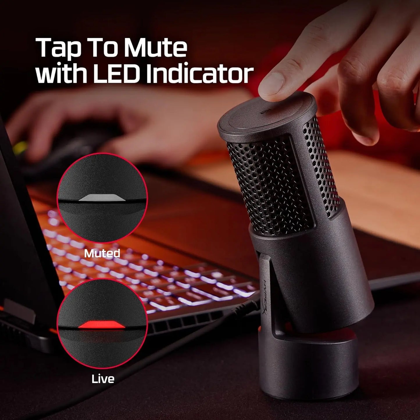HyperX SoloCast 2 USB Gaming Microphone, 24-Bit 96kHz Condenser Mic, Cardioid Pattern, Tap-To-Mute, USB-C, Built-In Shock Mount & Pop Filter For PC