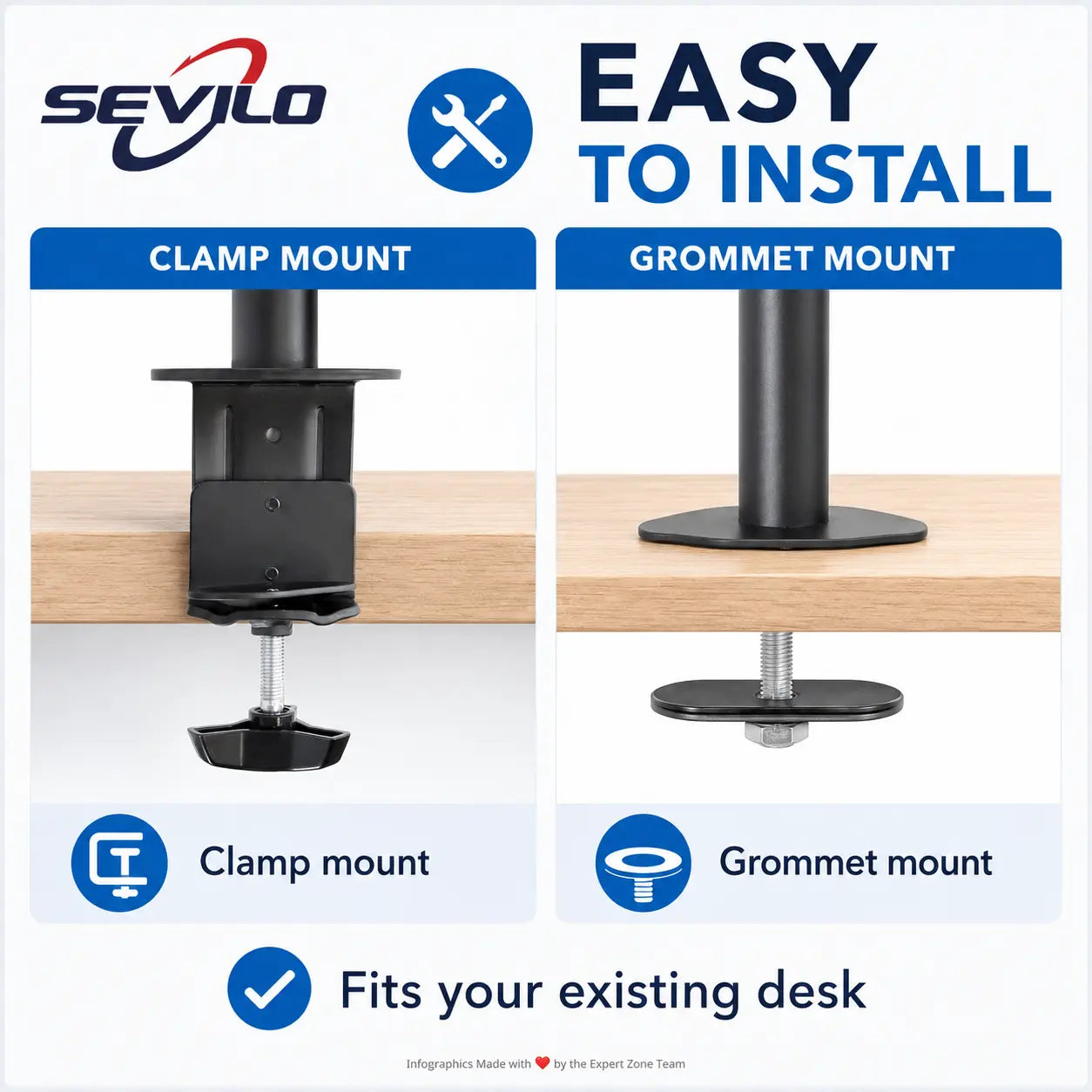 SEVILO HARDWARE M624 Quad Monitor Desk Mount for 17–27 Inch Displays, 10kg Per Mount / 40kg Total, 360° Pivot, 180° Swivel, VESA 50×50–100×100mm