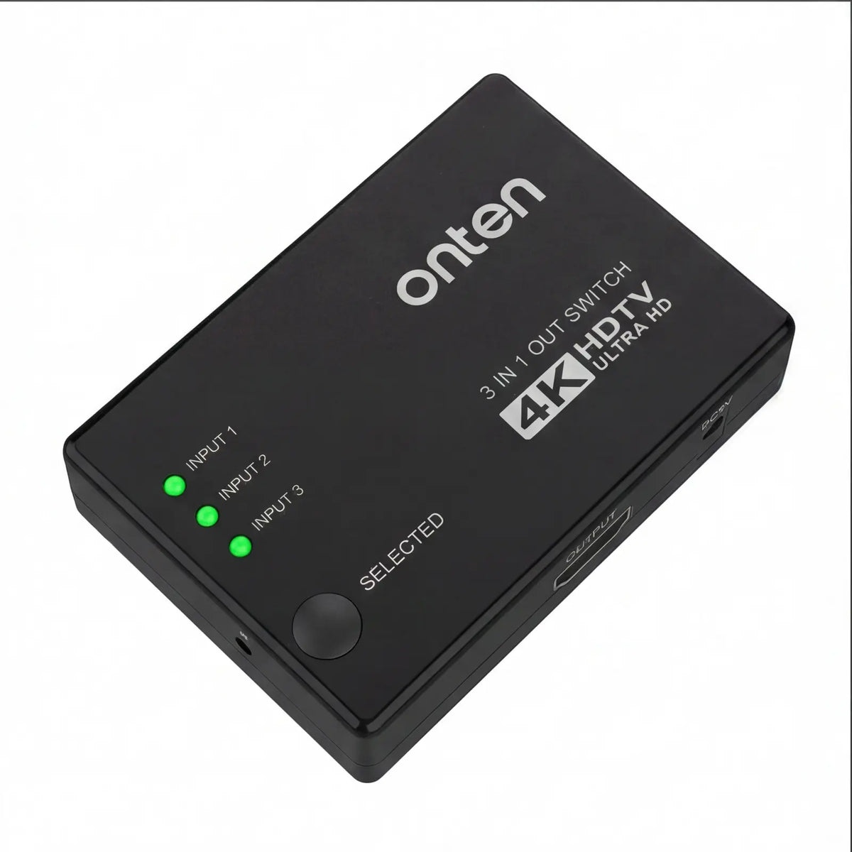 ONTEN OTN-CS341 HDMI Switch 3 In 1 Out, 4K Ultra HD Multi-Source HDMI Selector with Manual Select Button and LED Indicators