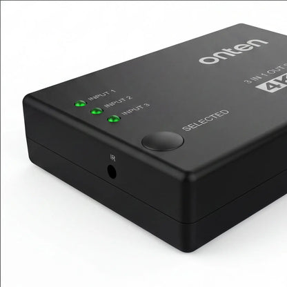 ONTEN OTN-CS341 HDMI Switch 3 In 1 Out, 4K Ultra HD Multi-Source HDMI Selector with Manual Select Button and LED Indicators