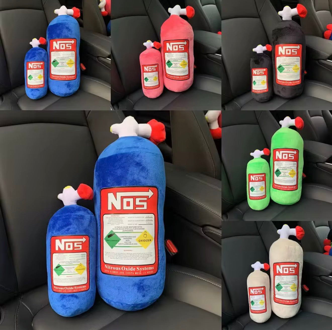 NOS Nitrous Oxide Bottle Soft Plush Stuffed Pillow Gifts Car Decor Headrest Neck rest
