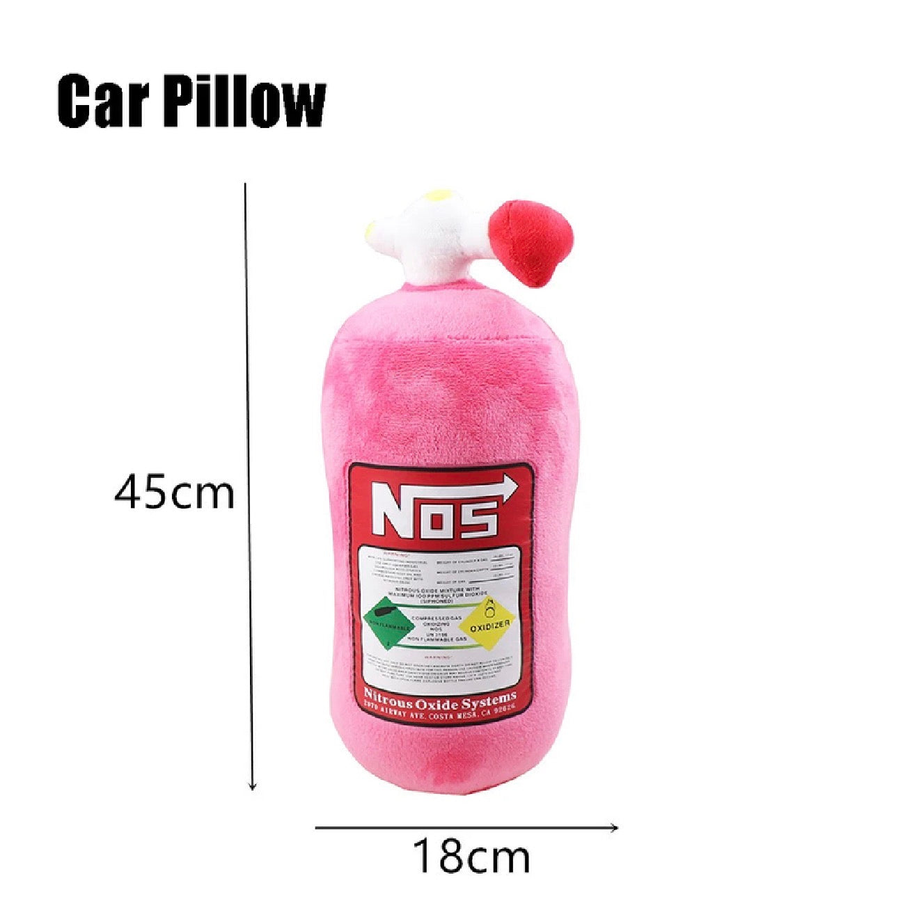 NOS Nitrous Oxide Bottle Soft Plush Stuffed Pillow Gifts Car Decor Headrest Neck rest