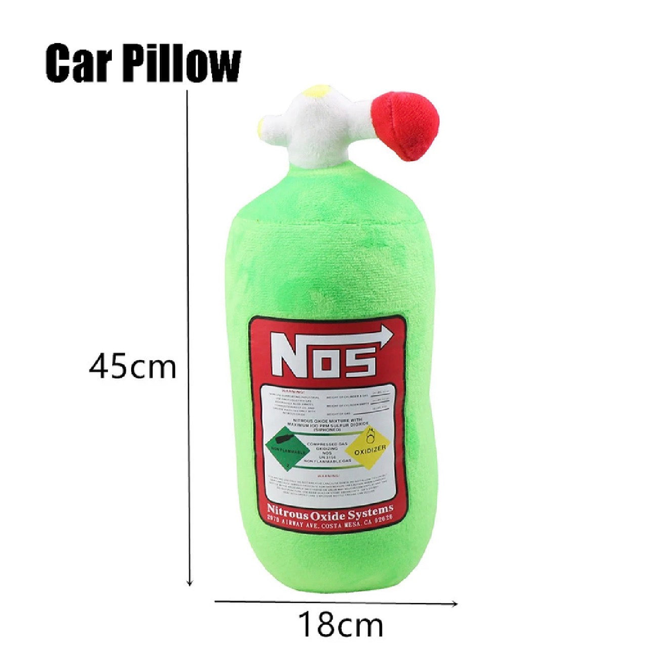 NOS Nitrous Oxide Bottle Soft Plush Stuffed Pillow Gifts Car Decor Headrest Neck rest