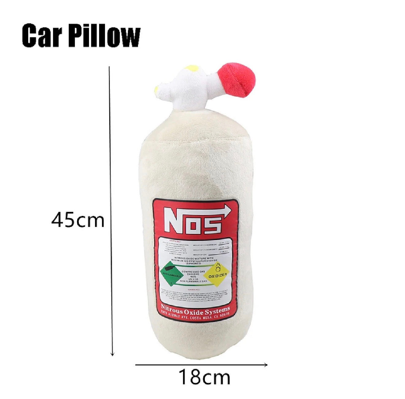 NOS Nitrous Oxide Bottle Soft Plush Stuffed Pillow Gifts Car Decor Headrest Neck rest