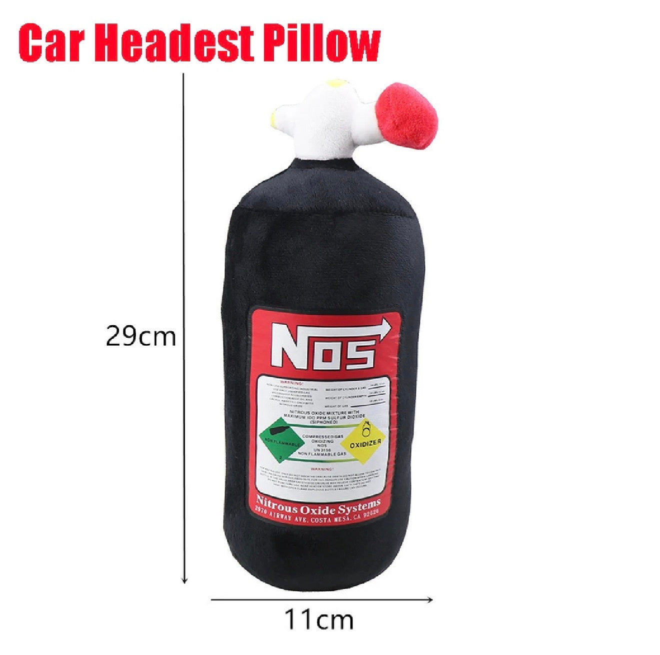 NOS Nitrous Oxide Bottle Soft Plush Stuffed Pillow Gifts Car Decor Headrest Neck rest
