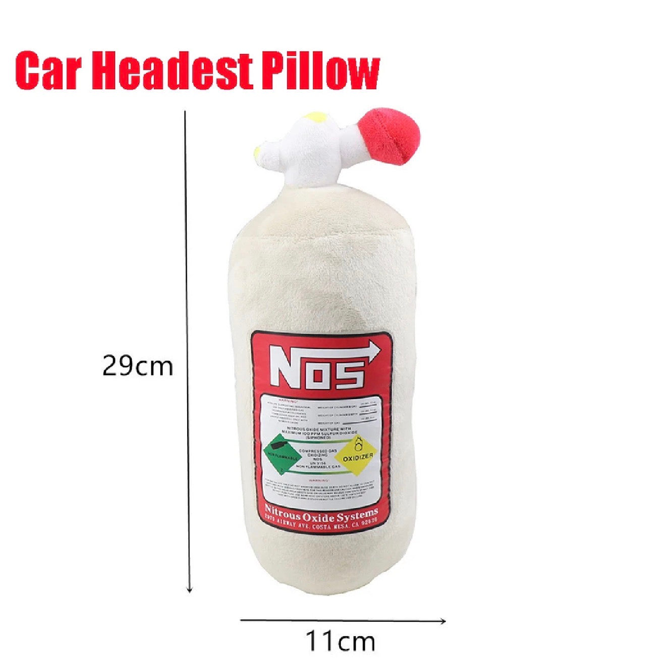 NOS Nitrous Oxide Bottle Soft Plush Stuffed Pillow Gifts Car Decor Headrest Neck rest