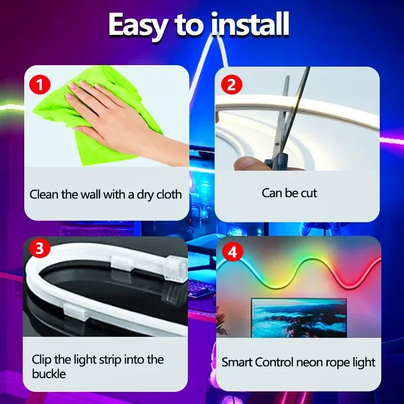 RGB Neon IP67 WIFI Neon Rope Light DIY Bar APP Control Music Sync