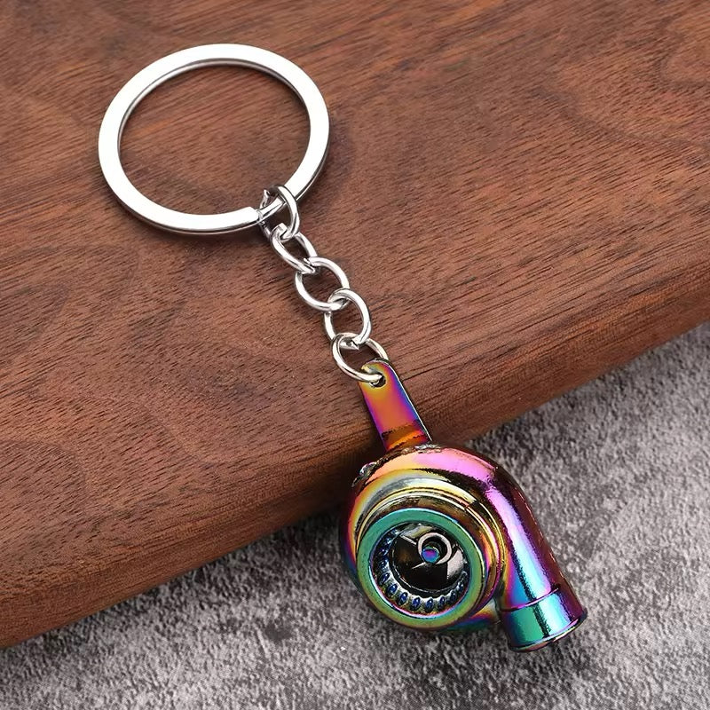 Car Turbo Charger Metal Keychain - 7 Colors