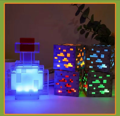 Minecraft ORE Block Lights LED Night Lamp USB Rechargeable - Red | Yellow | Blue | Green