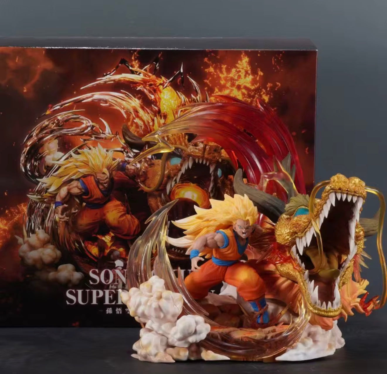 Dragon Ball Z Goku Super Saiyan 3 Burst Dragon Fist 35CM Anime PVC Figure