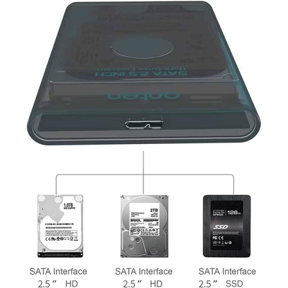 ONTEN OTN-UHD2 Transparent USB 3.0 Enclosure for 2.5-Inch SATA I/II/III HDDs and SSDs, Tool-Free Plug-and-Play, Up to 5 Gbps