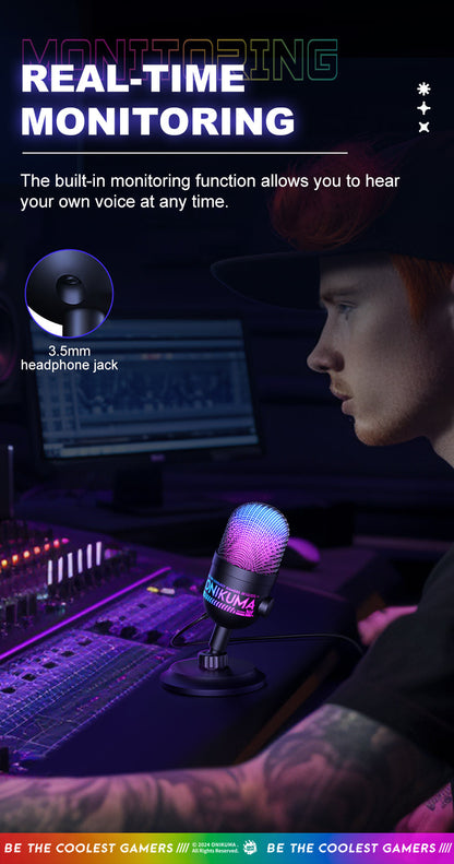 Onikuma M930 RGB USB Condenser Gaming Microphone