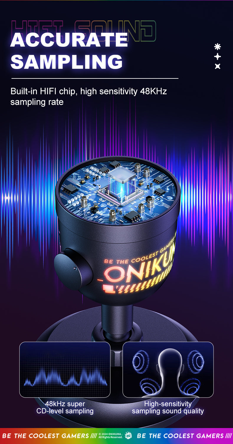 Onikuma M930 RGB USB Condenser Gaming Microphone