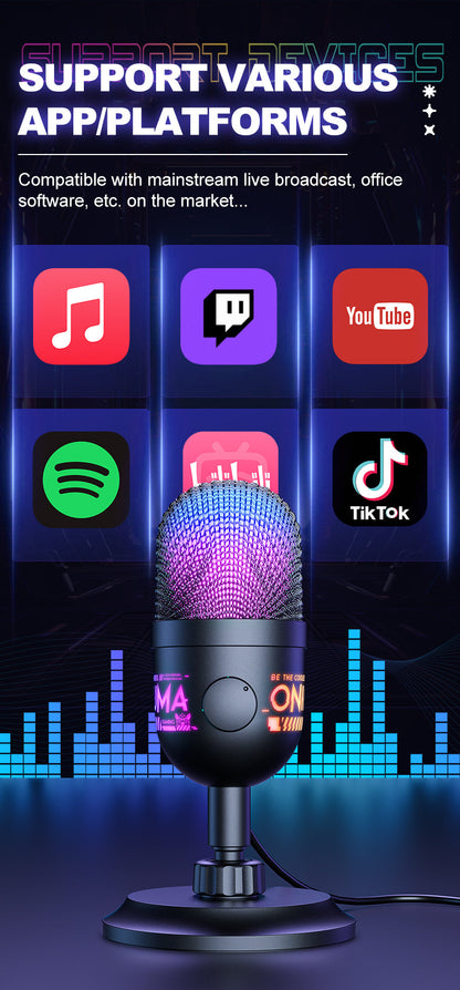 Onikuma M930 RGB USB Condenser Gaming Microphone