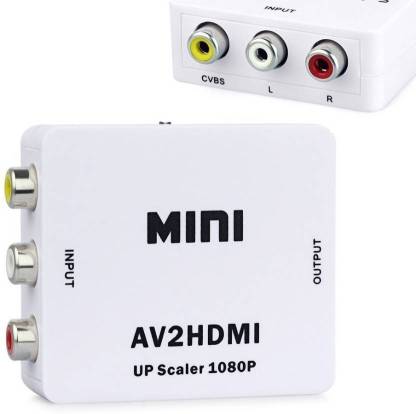 Adapter Converter AV to HDMI Video Audio AV2HDMI - White