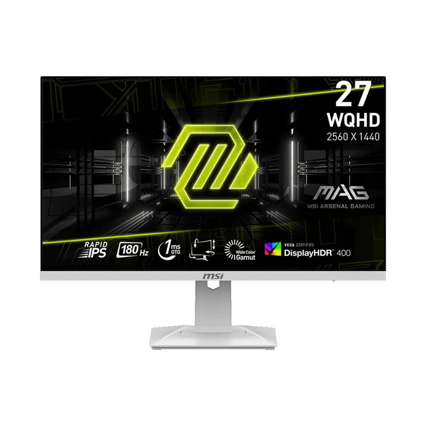 MSI MAG 274QRFW E20 27-Inch Gaming Monitor, 2560x1440, WQHD Rapid IPS, 200Hz, 0.5ms, DisplayHDR 400, Eye care, AI vision, HDMI 2.0b, DP 1.4a, Frame-less, Vesa Mount, White