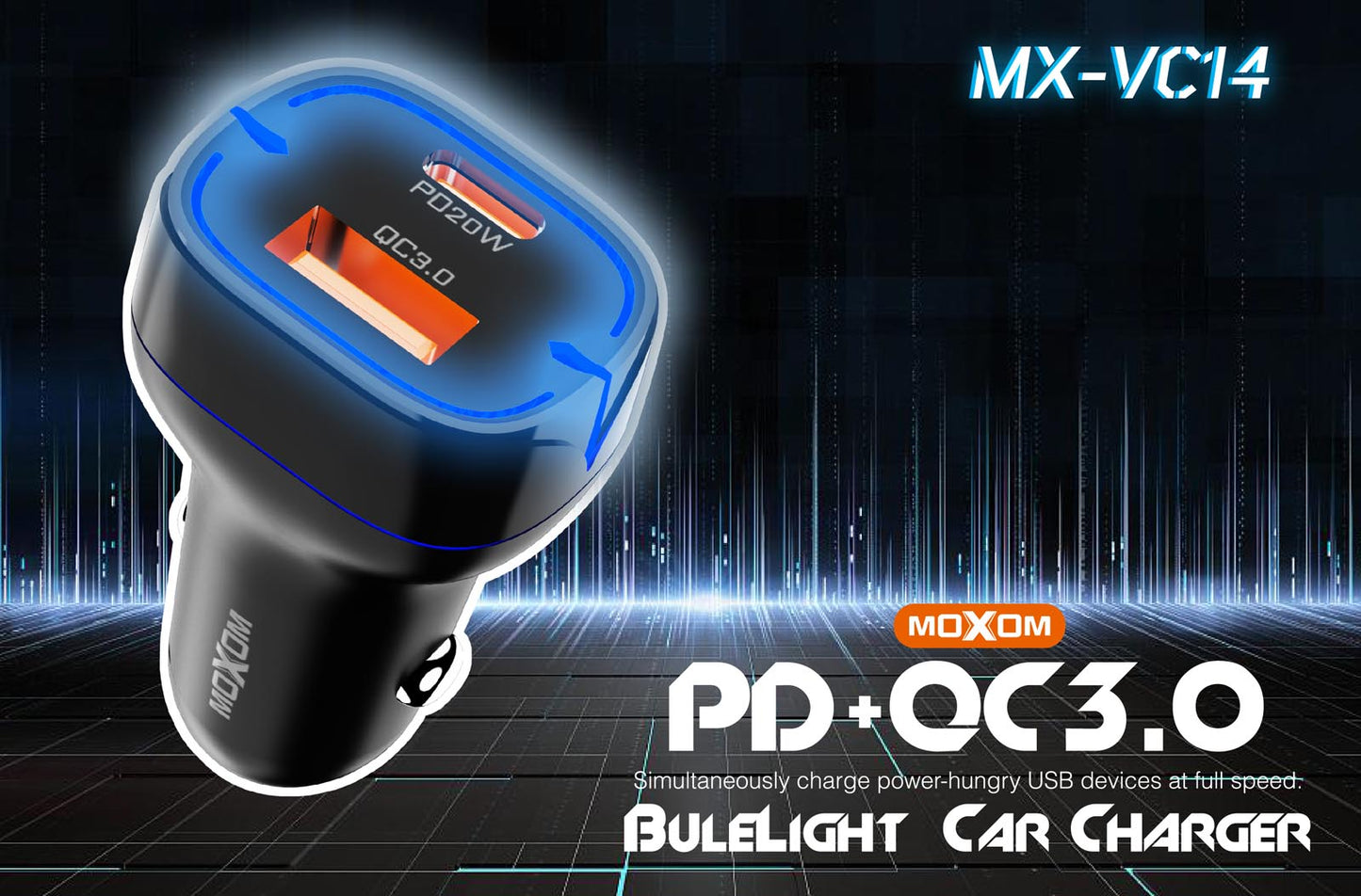 MOXOM MX-VC14 2 Ports USB/C PD Fast Car Charger