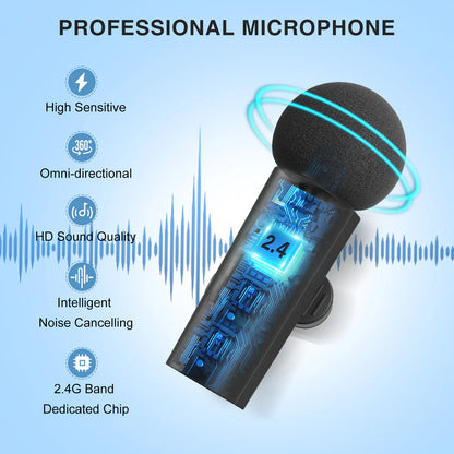 FIFINE M8 Dual Wireless Microphone Black – Lapel Mics with Quick-Mute Button, Plug & Play for Android, Clear Audio for Interviews, Podcasts, Vlogs & Live Recording