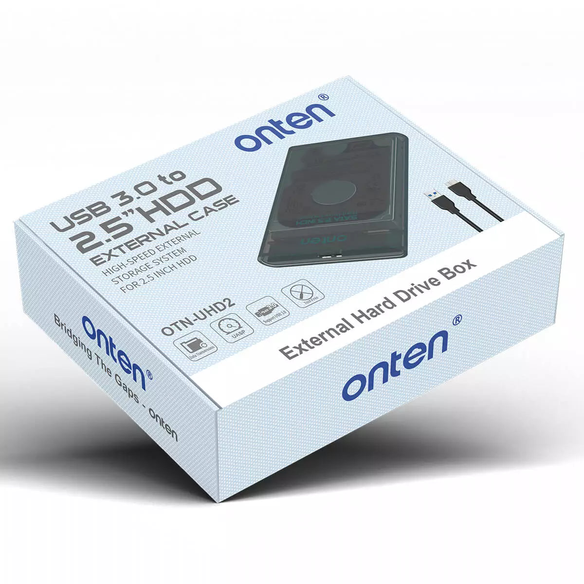 ONTEN OTN-UHD2 Transparent USB 3.0 Enclosure for 2.5-Inch SATA I/II/III HDDs and SSDs, Tool-Free Plug-and-Play, Up to 5 Gbps