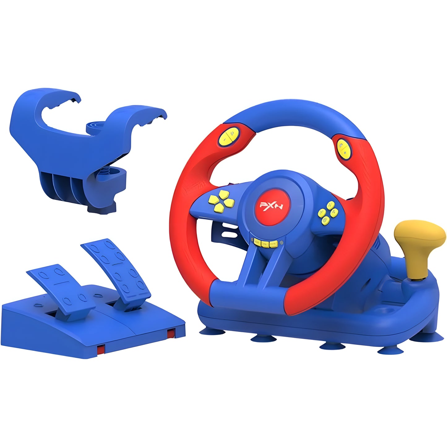 PXN V3 Pro 180 Degree Steering Wheel with Pedals, Vibration Feedback for PC, PS3, PS4, Xbox One & Series XS, Nintedno Switch - Red/Blue