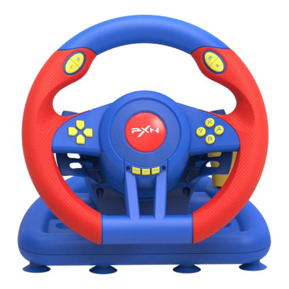 PXN V3 Pro 180 Degree Steering Wheel with Pedals, Vibration Feedback for PC, PS3, PS4, Xbox One & Series XS, Nintedno Switch - Red/Blue