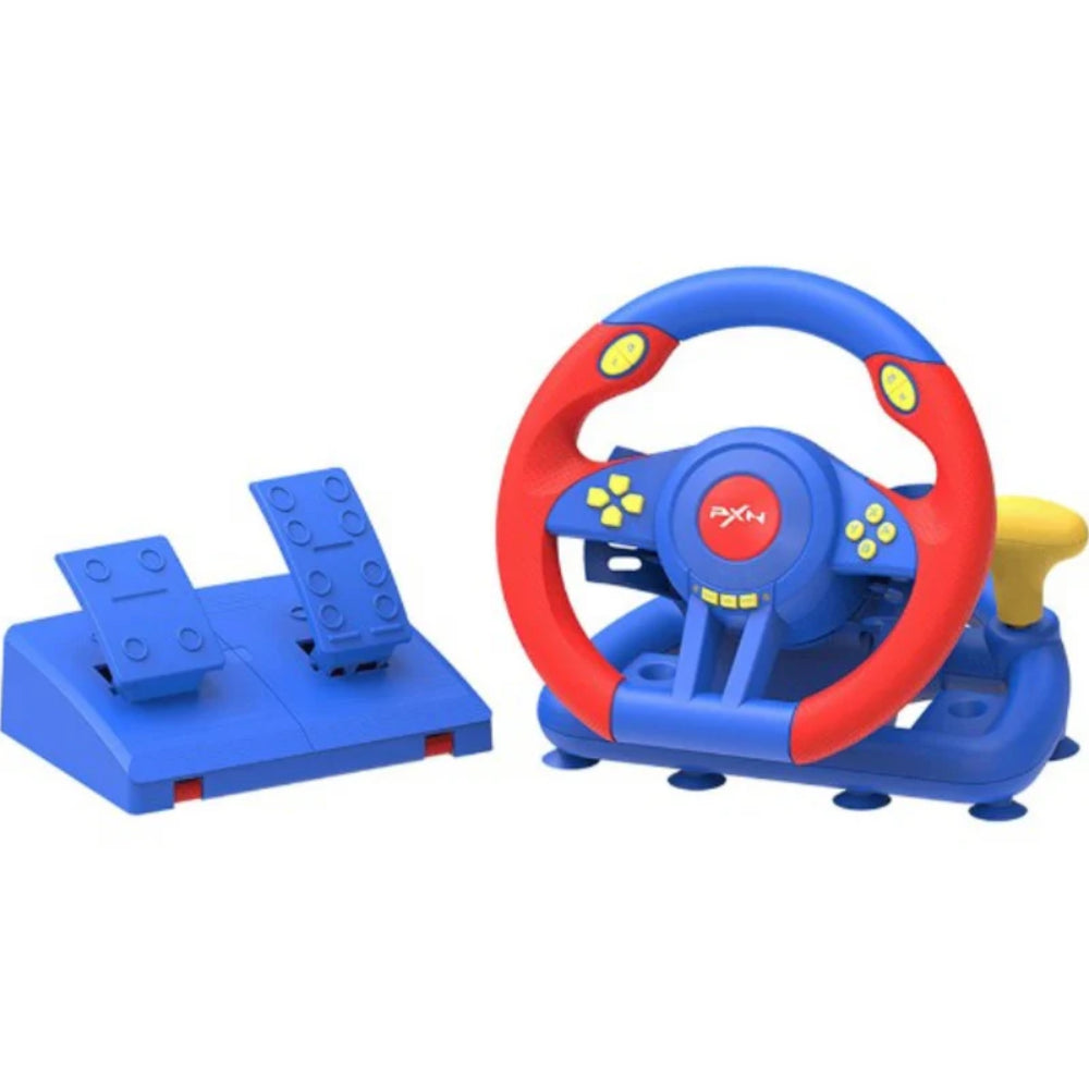 PXN V3 Pro 180 Degree Steering Wheel with Pedals, Vibration Feedback for PC, PS3, PS4, Xbox One & Series XS, Nintedno Switch - Red/Blue