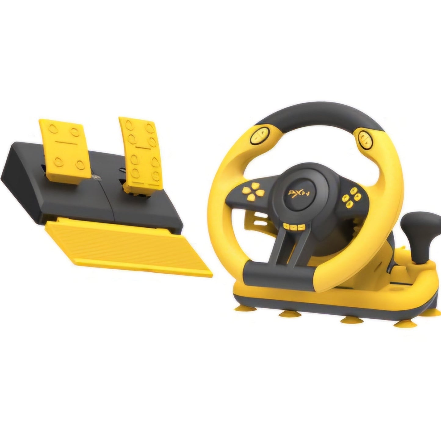 PXN V3 Pro 180 Degree Steering Wheel with Pedals, Vibration Feedback for PC, PS3, PS4, Xbox One & Series XS, Nintendo Switch - Yellow