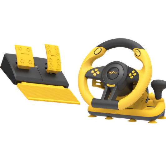 PXN V3 Pro 180 Degree Steering Wheel with Pedals, Vibration Feedback for PC, PS3, PS4, Xbox One & Series XS, Nintendo Switch - Yellow