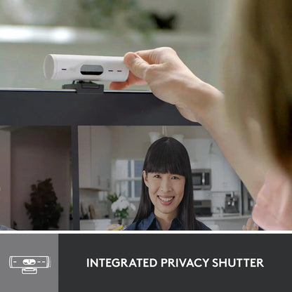 Logitech Brio 500 Full HD 1080p Webcam With Auto Light Correction RightLight 4, Auto-Framing RightSight - White