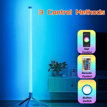 LED column floor lamp, living room RGB+WW+CW, used for room decoration, USB power supply, Nordic indoor atmosphere floor lamp.