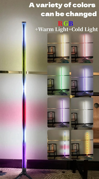 LED column floor lamp, living room RGB+WW+CW, used for room decoration, USB power supply, Nordic indoor atmosphere floor lamp.