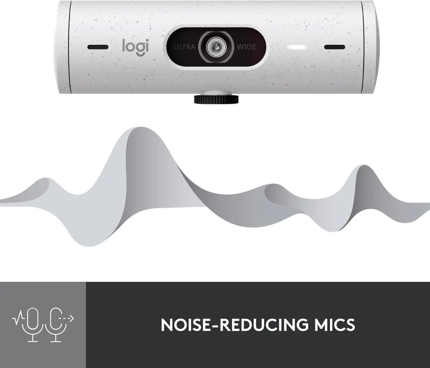Logitech Brio 500 Full HD 1080p Webcam With Auto Light Correction RightLight 4, Auto-Framing RightSight - White