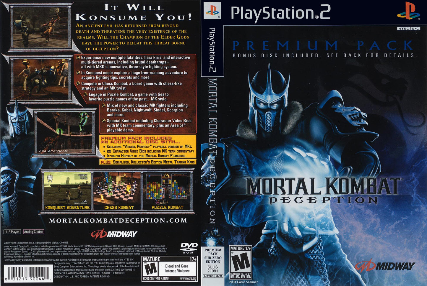 MORTAL KOMBAT - DECEPTION [PREMIUM PACK] - PlayStation 2 (NTSC) - (USED)