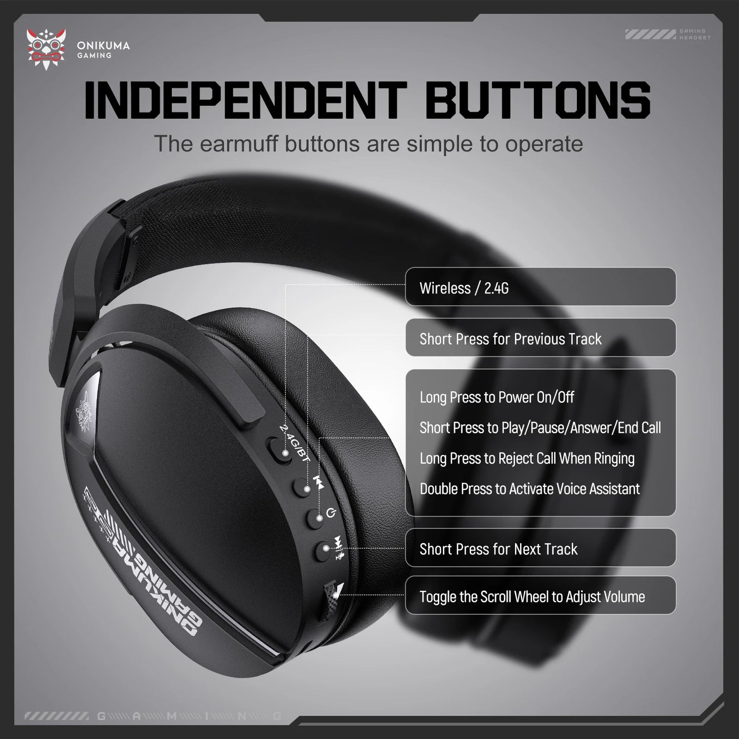 Onikuma GT887 4-Mode Gaming Headset with Microphone - Black