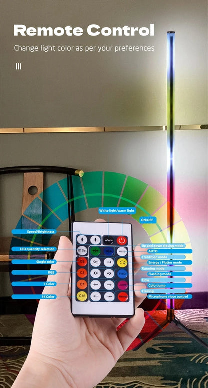 LED column floor lamp, living room RGB+WW+CW, used for room decoration, USB power supply, Nordic indoor atmosphere floor lamp.
