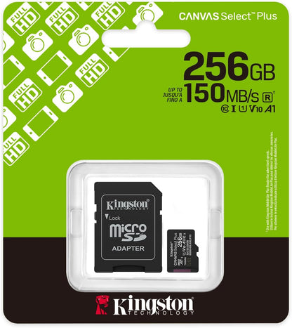 Kingston Canvas Select Plus microSDXC Card – Class 10 UHS-I, 150MB/s Read, A1 App Performance, Android & Camera Compatible - 128GB | 256GB