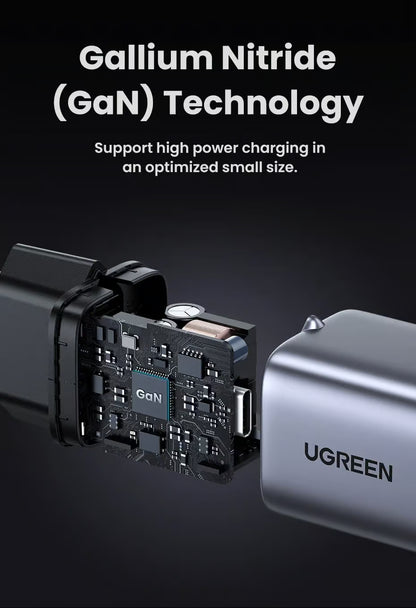 UGREEN Nexode 30W USB-C GaN II Fast Charger With PPS Adaptive Charging, Thermal Guard Protection And Ultra-Compact Design For iPhone 16, Galaxy S24 And MacBook Air | CD319-90666