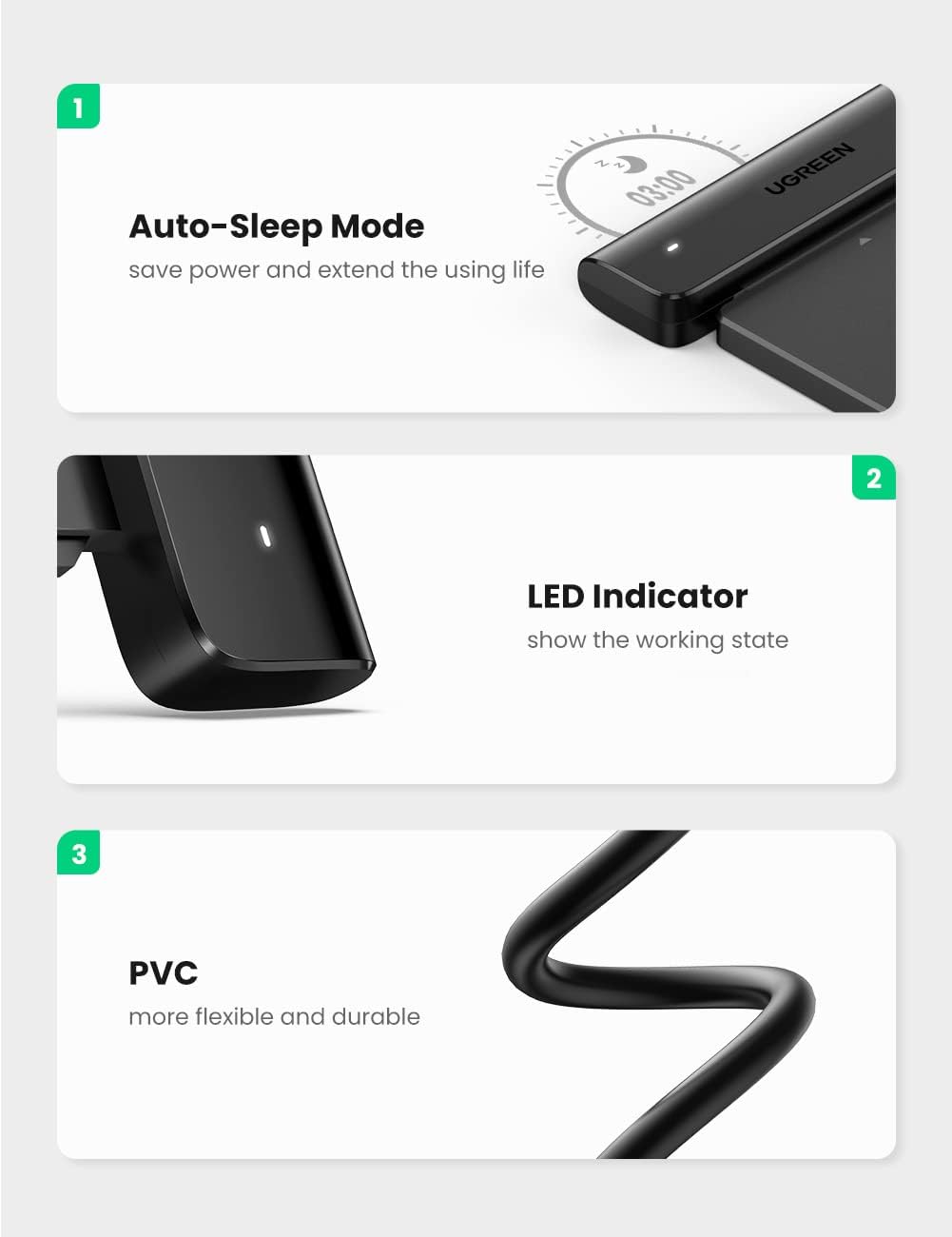 UGREEN SATA to USB C Adapter Cable for 2.5″ SSD and HDD Hard Drive Connector 5Gbps Support SATA III UASP Thunderbolt 3 Compatible with Samsung Seagate WD Hitachi Toshiba, MacBook Pro/Air | 70610