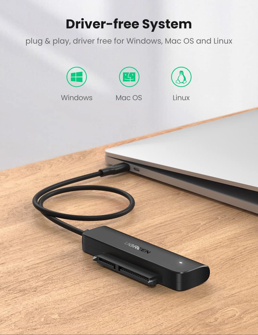 UGREEN SATA to USB C Adapter Cable for 2.5″ SSD and HDD Hard Drive Connector 5Gbps Support SATA III UASP Thunderbolt 3 Compatible with Samsung Seagate WD Hitachi Toshiba, MacBook Pro/Air | 70610