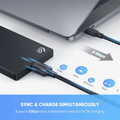 UGREEN USB C to USB 3.0 Micro B Cable, Fast Charging and Data Sync Transfer Cord, Compatible with Samsung Galaxy S5 Note 3 Seagate WD Toshiba External Hard Drive Camera, 1 Meter