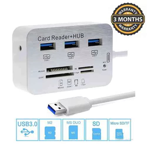 All in One Card Reader With Hub Usb 3.0 - USB Type A | USB Type C